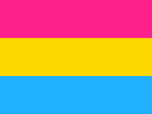 Флаг пансексуалов: розовая, желтая, голубая полоса